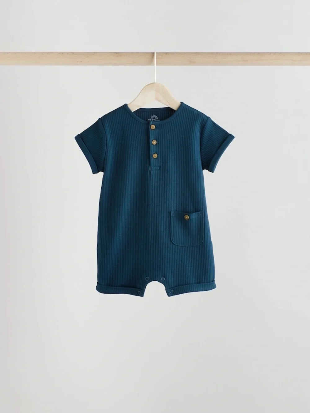 Next Blue Grandad Button Neck Baby Rompers 4 Pack- NWT- Up to 3mths